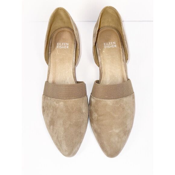 Eileen Fisher Hilly d’Orsay Pump Tan Suede Pointed Toe Wedge Slip On Neutral 7.5 - Picture 16 of 16